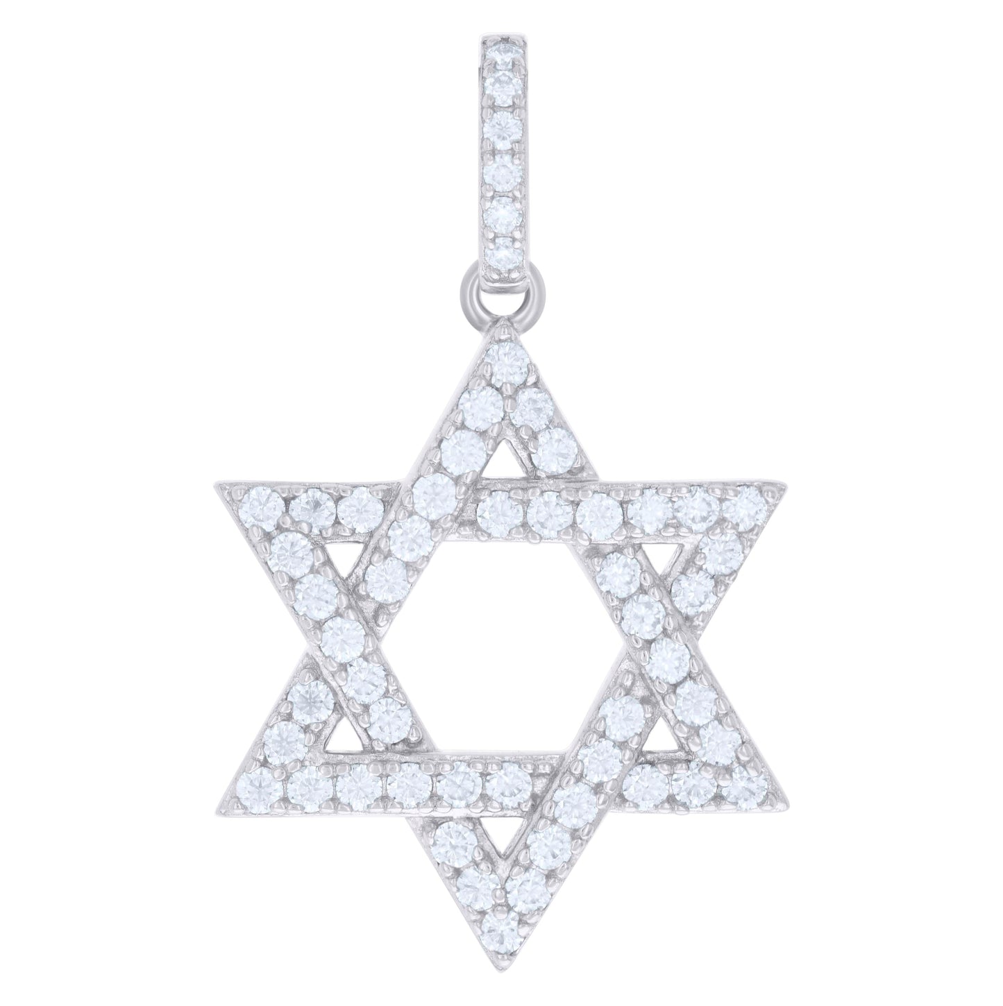 Sterling Silver Mens 1.39ct Moissanite Star Of David Symbol Religious Charm Pendant