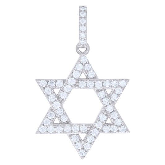 Sterling Silver Mens 1.39ct Moissanite Star Of David Symbol Religious Charm Pendant