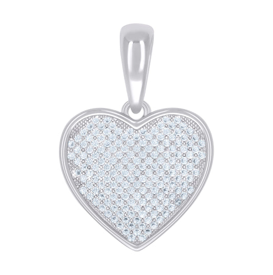 Sterling Silver Womens Moissanite Love Heart Charm Pendant