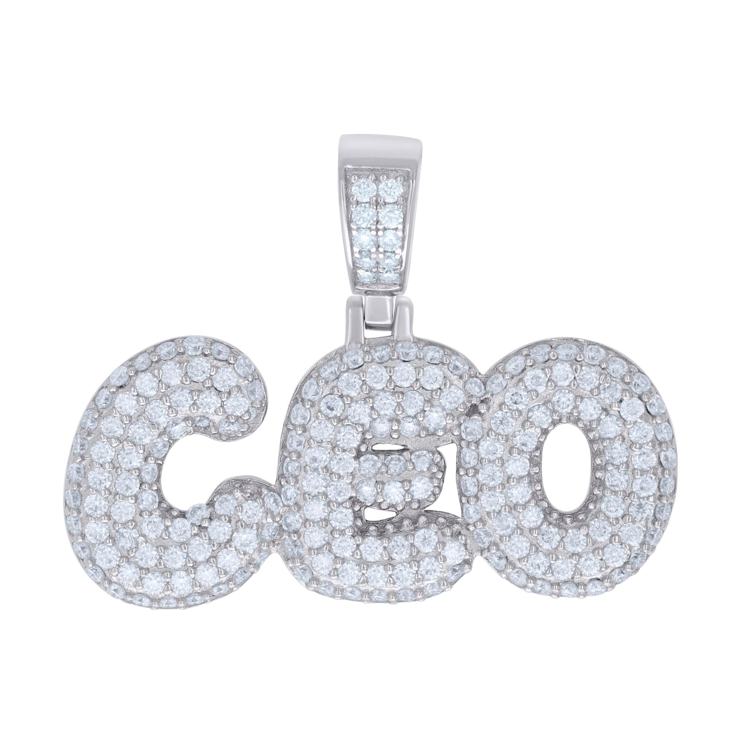 Sterling Silver Mens 1.63 Cttw Moissanite CEO Fashion Charm Pendant