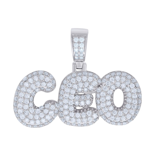 Sterling Silver Mens 1.63 Cttw Moissanite CEO Fashion Charm Pendant