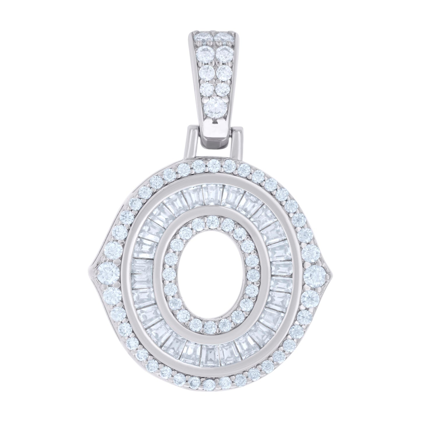 Sterling Silver Or Yellow-tone Unisex Baguette Round Moissanite 0.59ct Initial Alphabet Charm Pendant