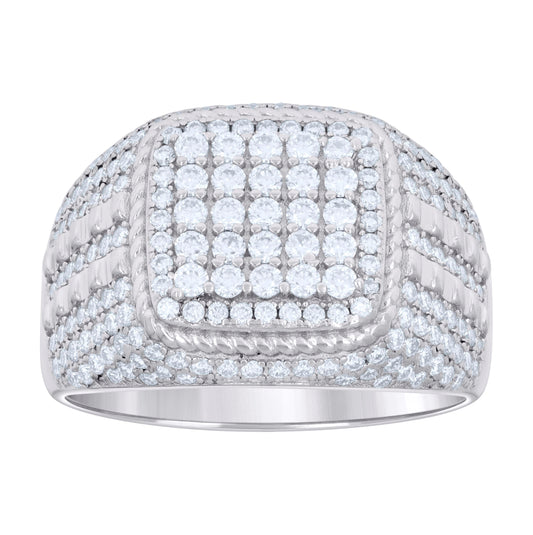 Sterling Silver Mens 1.94ct Moissanite Square Head Fashion Bridal Anniversary Wedding Engagement Band Ring