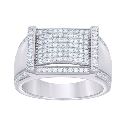 Sterling Silver Mens 0.69ct Moissanite Fashion Bridal Anniversary Wedding Engagement Band Ring