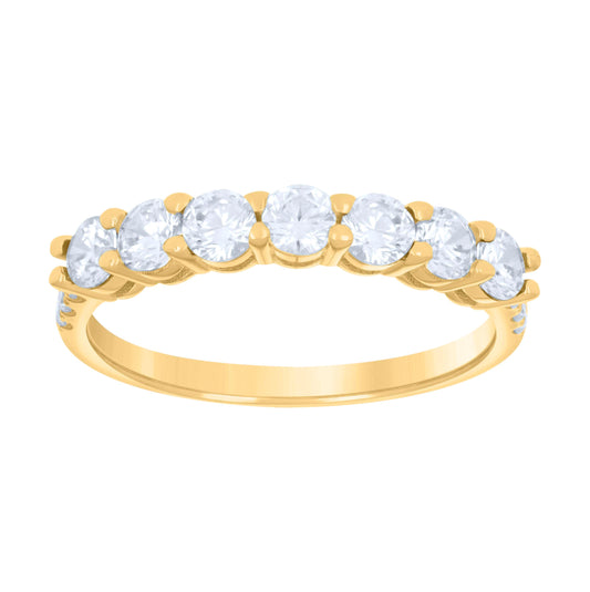 14K Yellow Gold Womens Cubic-Zirconia Half Eternity Ring