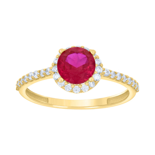 14K Yellow Gold Womens Pink White Cubic-Zirconia Halo Fashion Ring