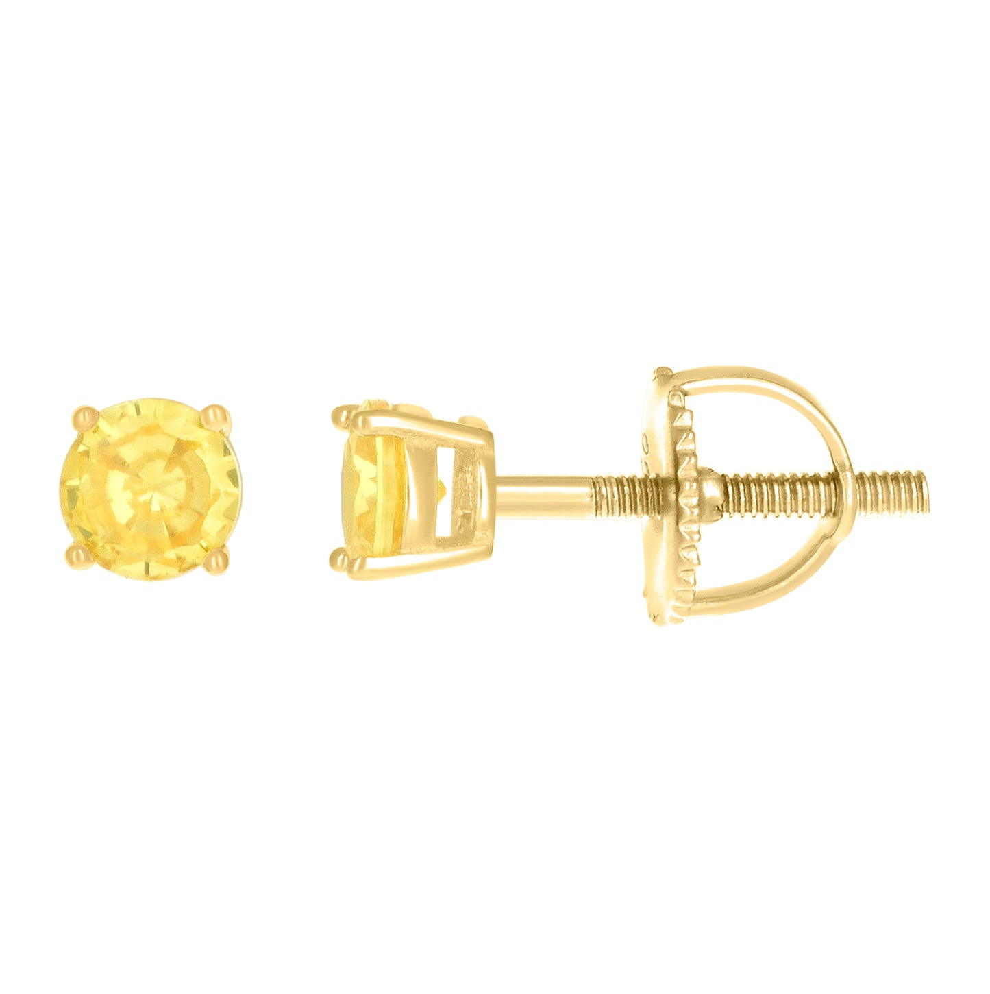 Sterling Silver Or Yellow-tone Unisex Cubic-Zirconia Solitaire Stud Earrings