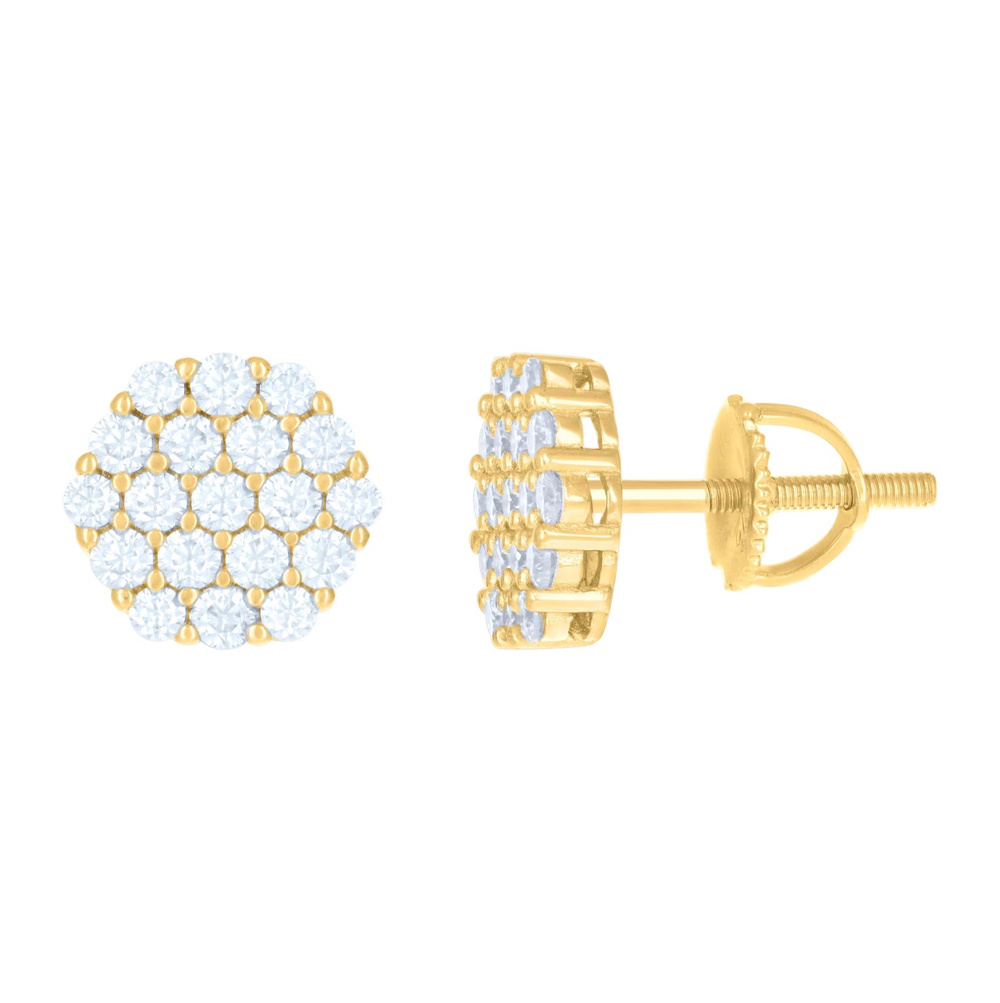 Sterling Silver Or Yellow-Tone Womens 0.76ct Moissanite Octagon Stud Earrings