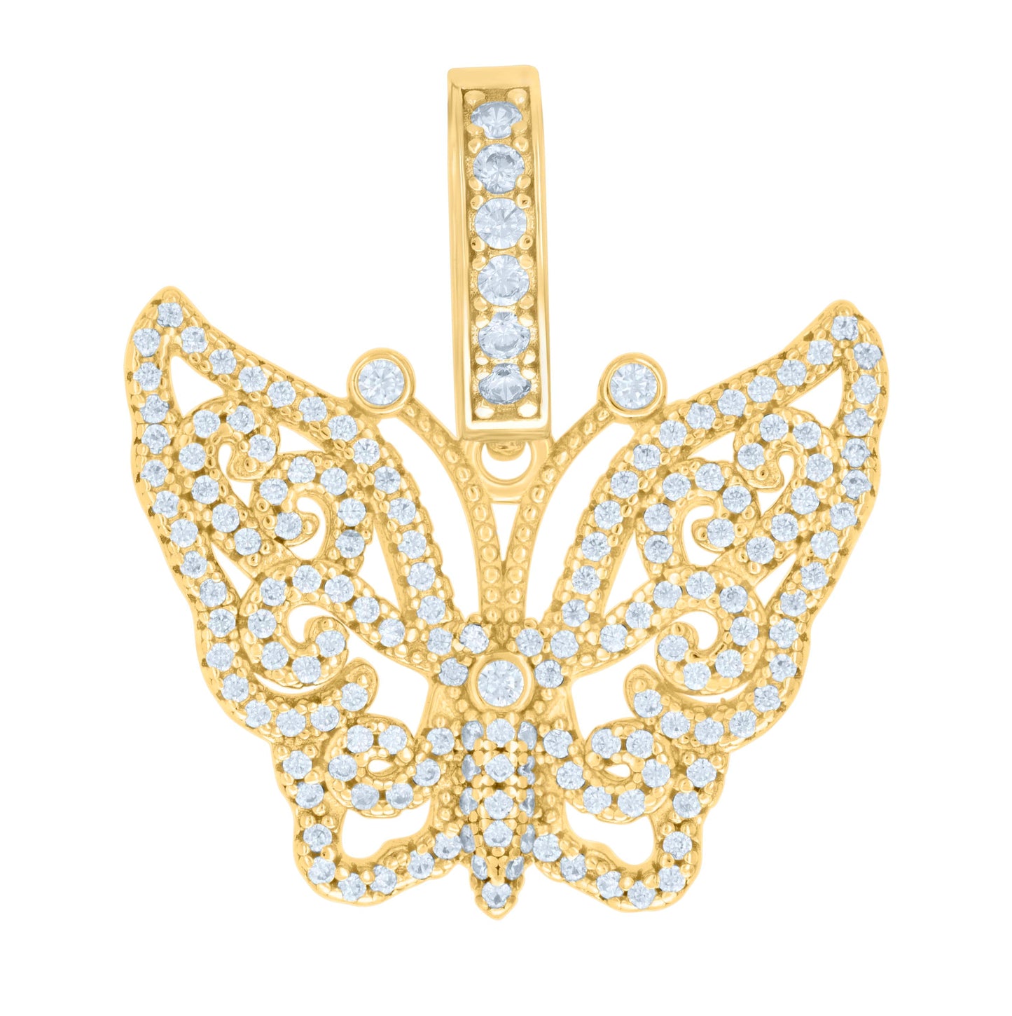 Sterling Silver Womens Cubic-Zirconia Butterfly Fashion Wildlife Charm Pendant