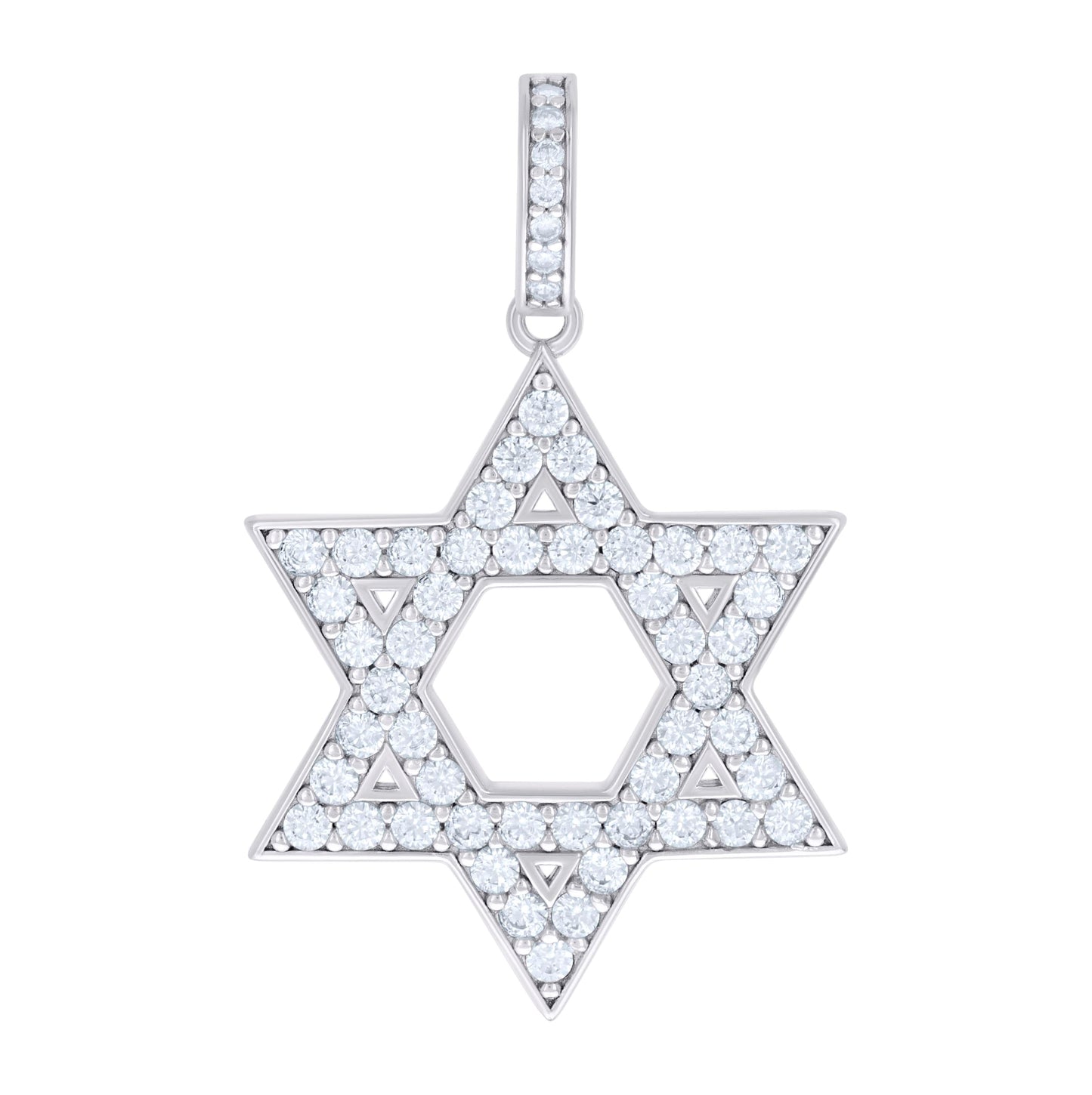 Sterling Silver Unisex Cubic-Zirconia Star Of David Symbol Religious Charm Pendant