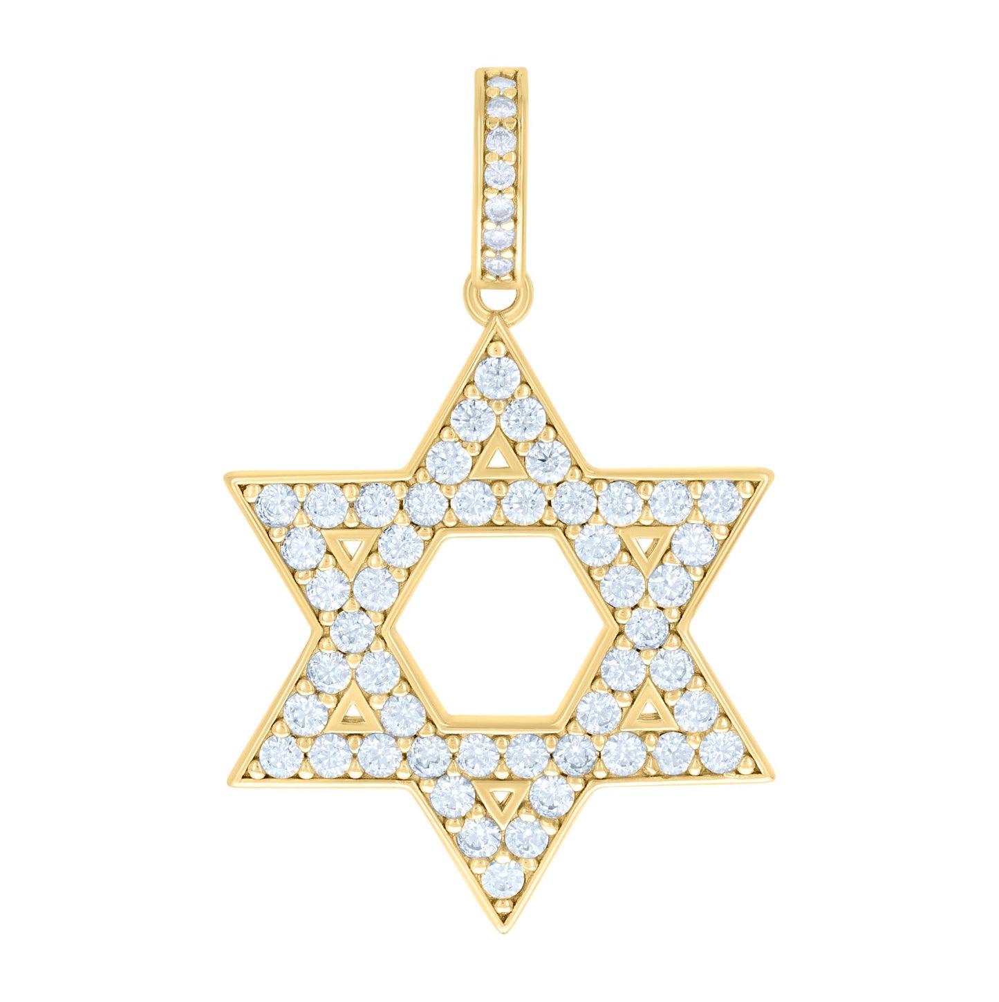 Sterling Silver Unisex Cubic-Zirconia Star Of David Symbol Religious Charm Pendant