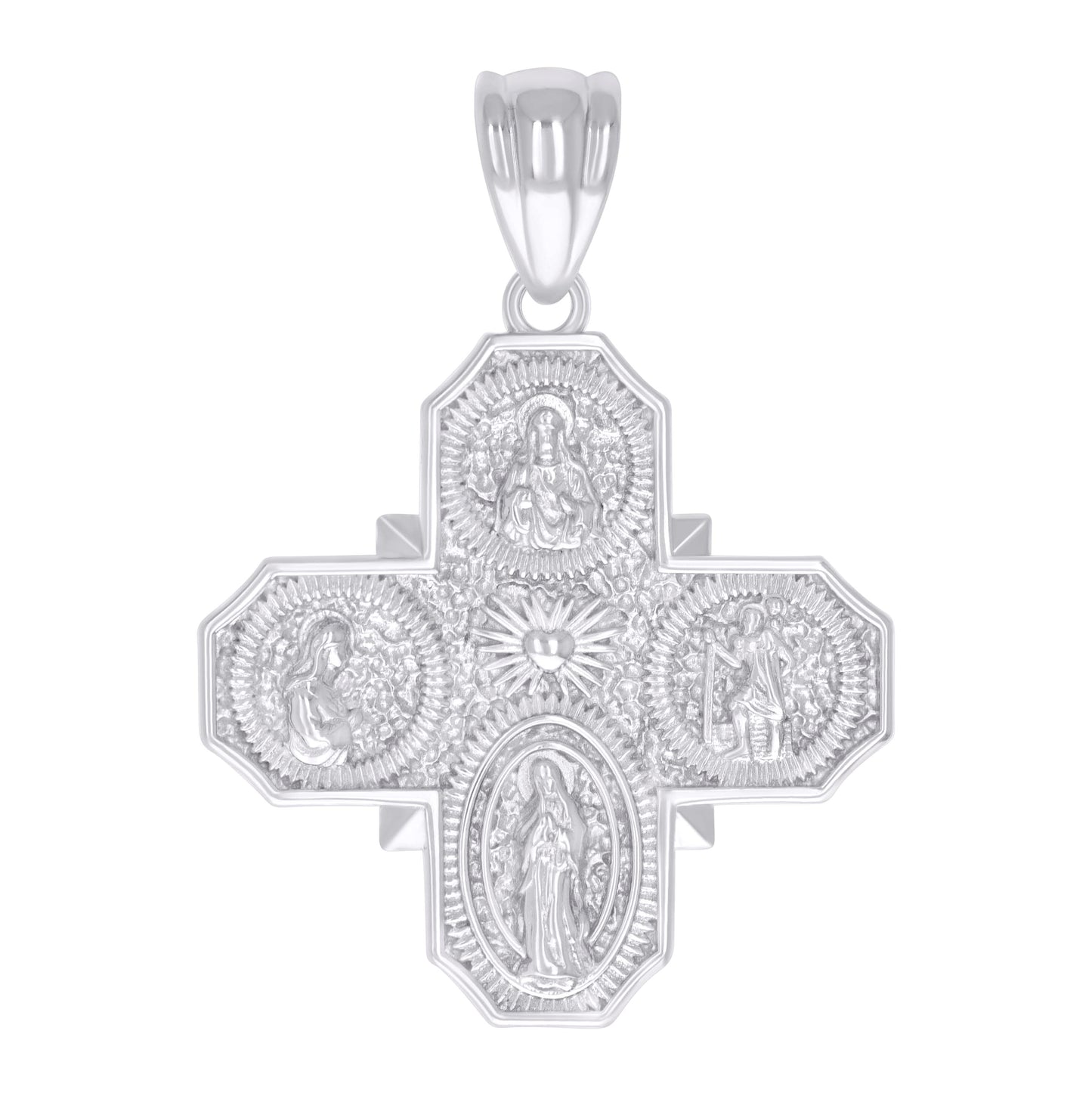 Sterling Silver Mens 4-Ways Cross Religious Charm Pendant