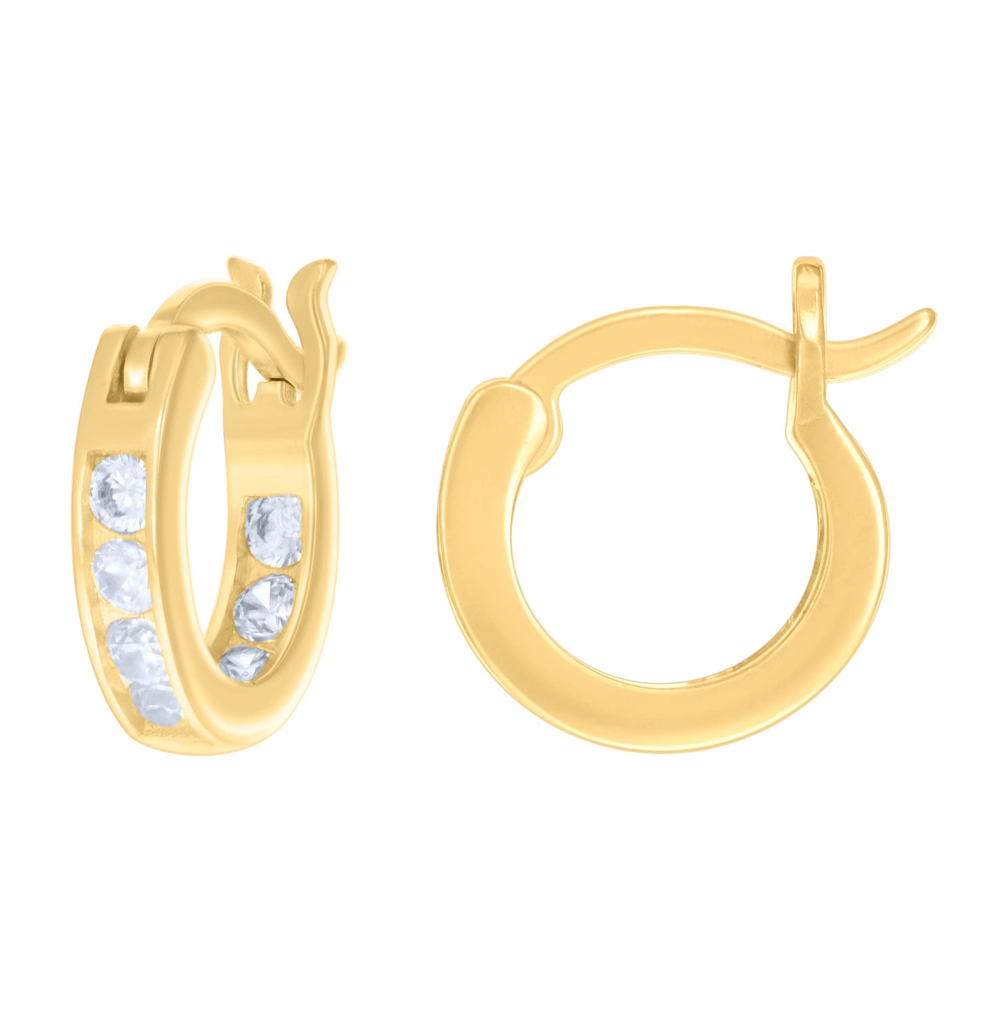Sterling Silver Or Yellow-Tone Womens Cubic-Zirconia Inside-Out Hoop Earrings