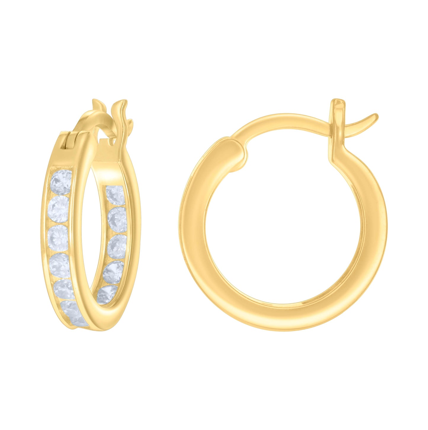 Sterling Silver Or Yellow-Tone Womens Cubic-Zirconia Inside-Out Hoop Earrings