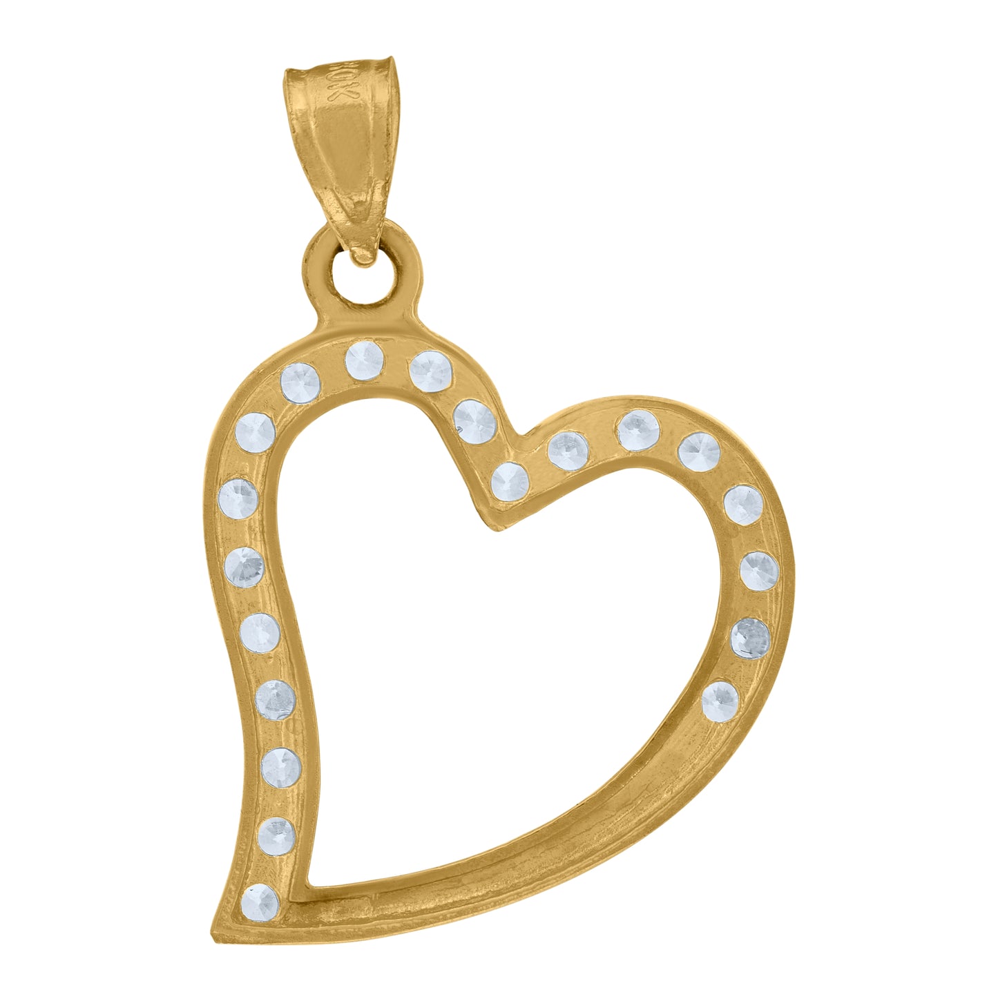10K Yellow Gold Cubic-Zirconia Womens Heart Charm Pendant
