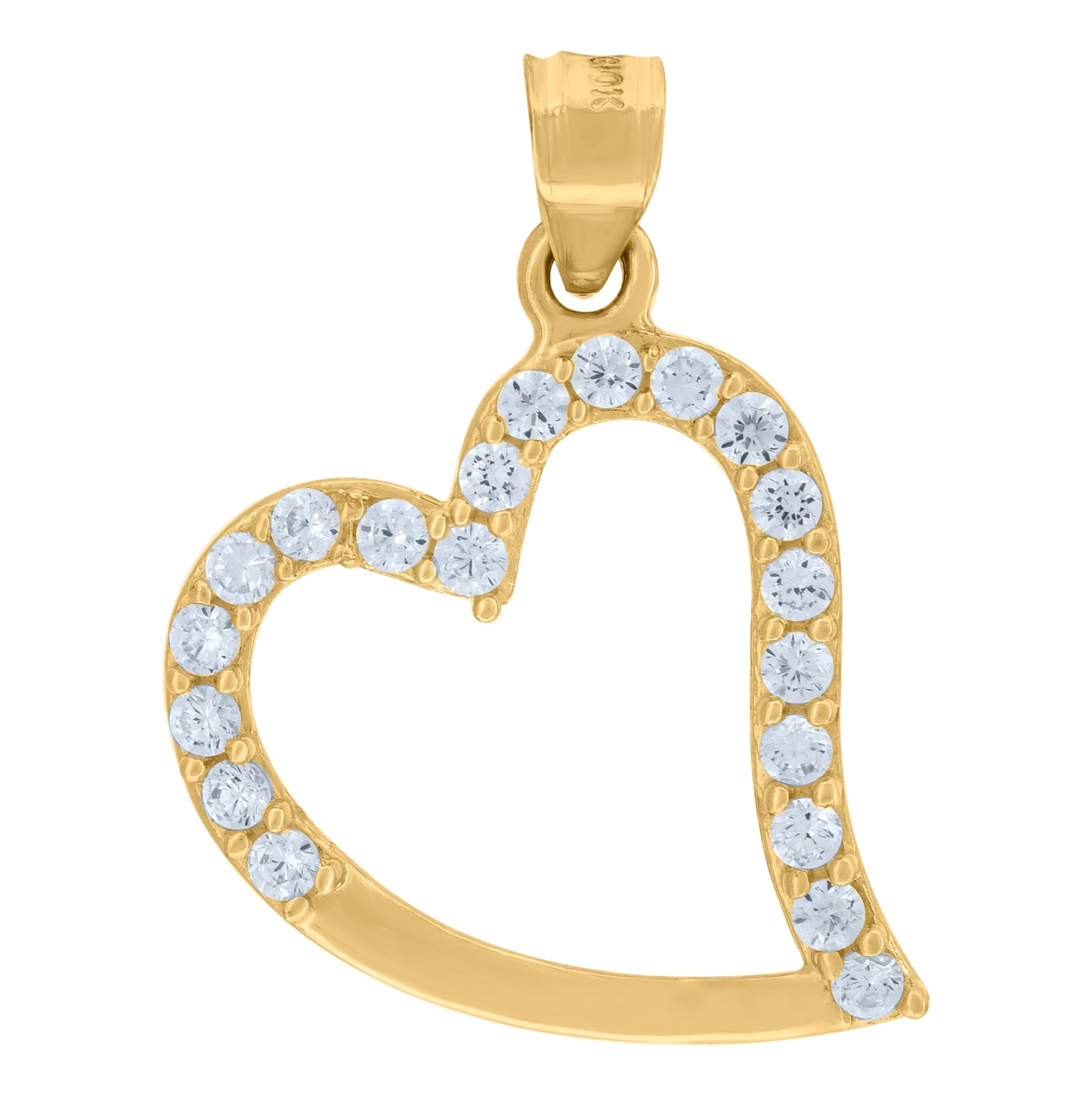 10K Yellow Gold Cubic-Zirconia Womens Heart Charm Pendant