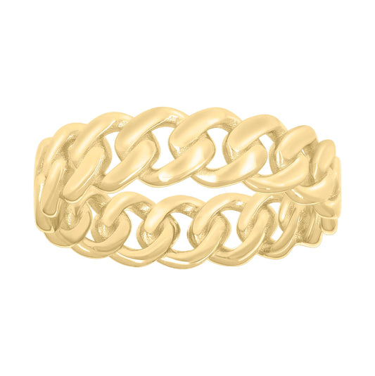 Sterling Silver Yellow-tone Mens Cuban Link Fashion Bridal Anniversary Wedding Engagement Band Ring