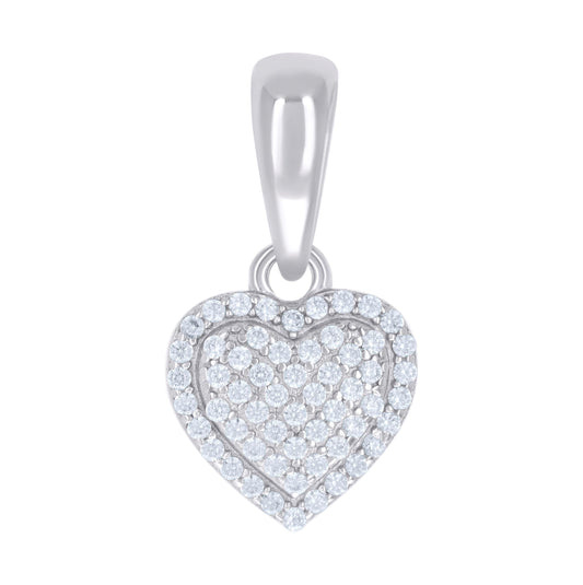 Sterling Silver Womens Cubic-Zirconia Heart Charm Pendant