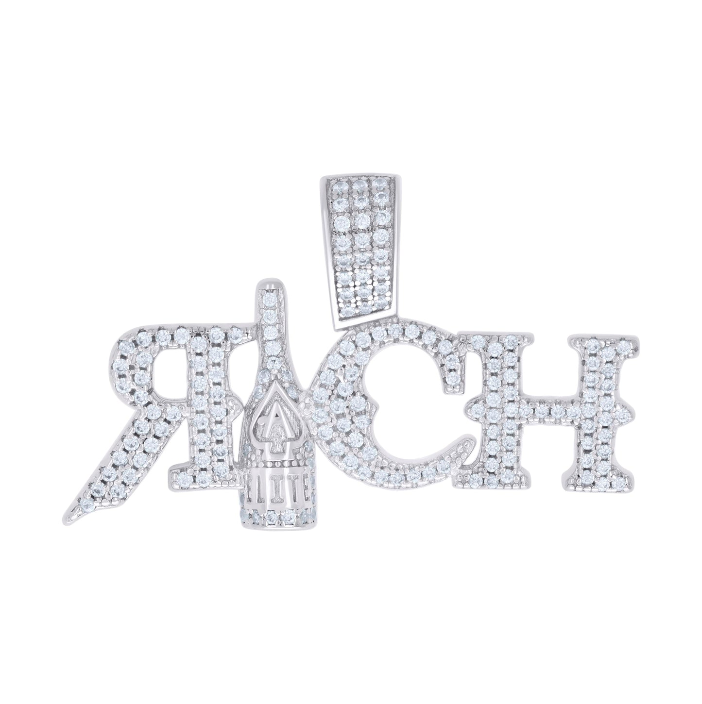 Sterling Silver Unisex Cubic-Zirconia Elite Wine Rich Talking Charm Pendant