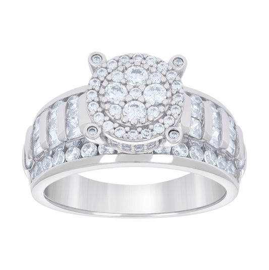 Sterling Silver Womens Cubic-Zirconia Fashion Bridal Anniversary Wedding Engagement Band Ring