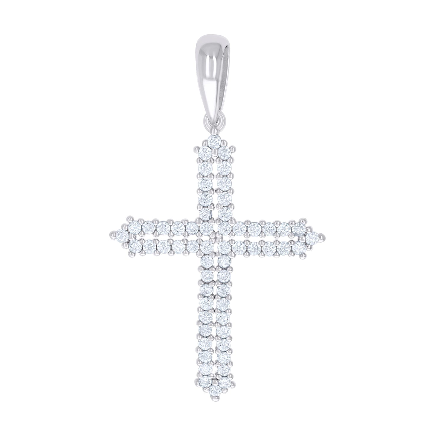 Sterling Silver Mens Cubic-Zirconia Cross Religious Charm Pendant