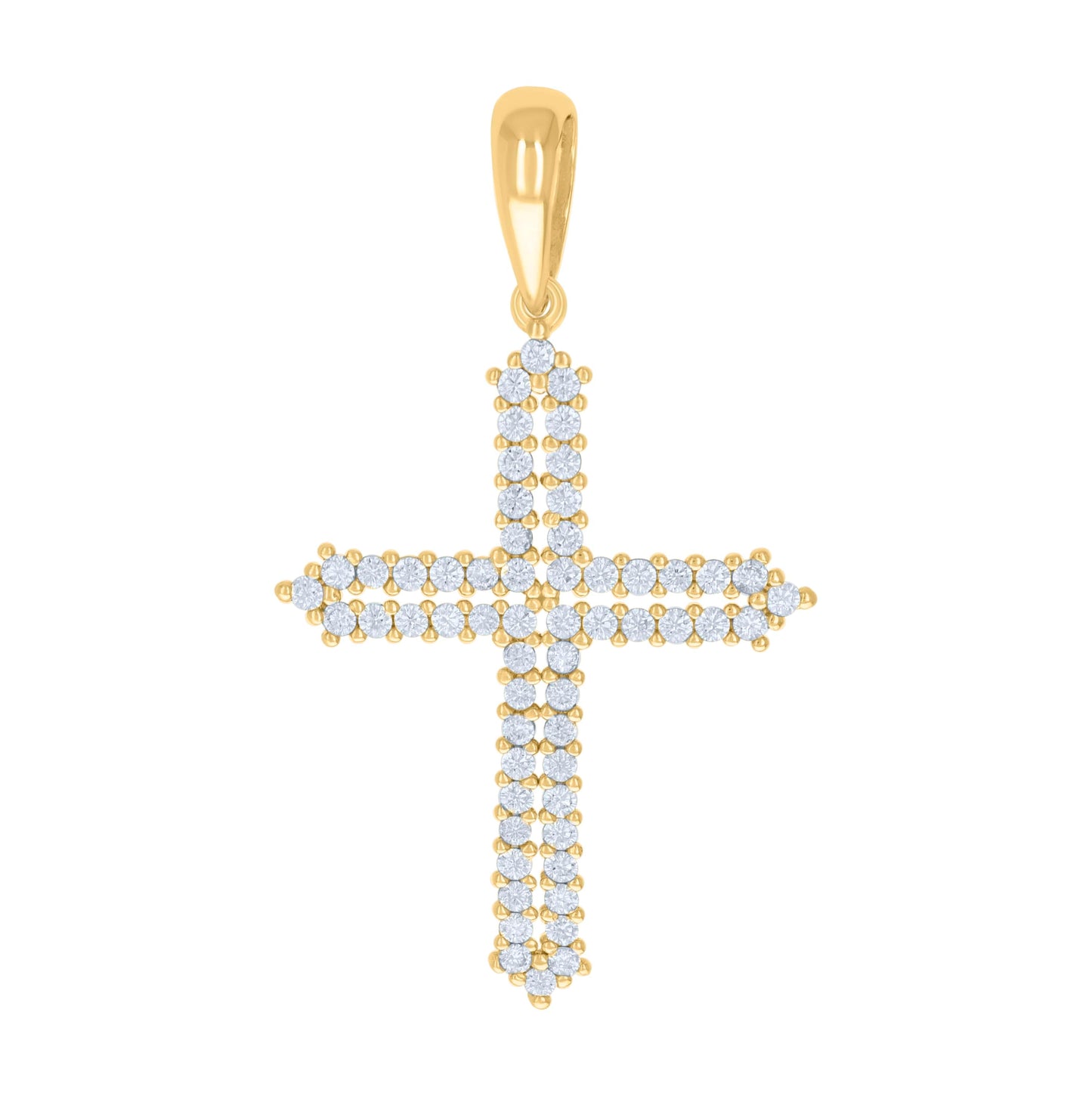 Sterling Silver Mens Cubic-Zirconia Cross Religious Charm Pendant