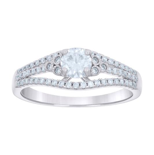 Sterling Silver Womens Cubic-Zirconia Fashion Bridal Anniversary Engagement Wedding Ring