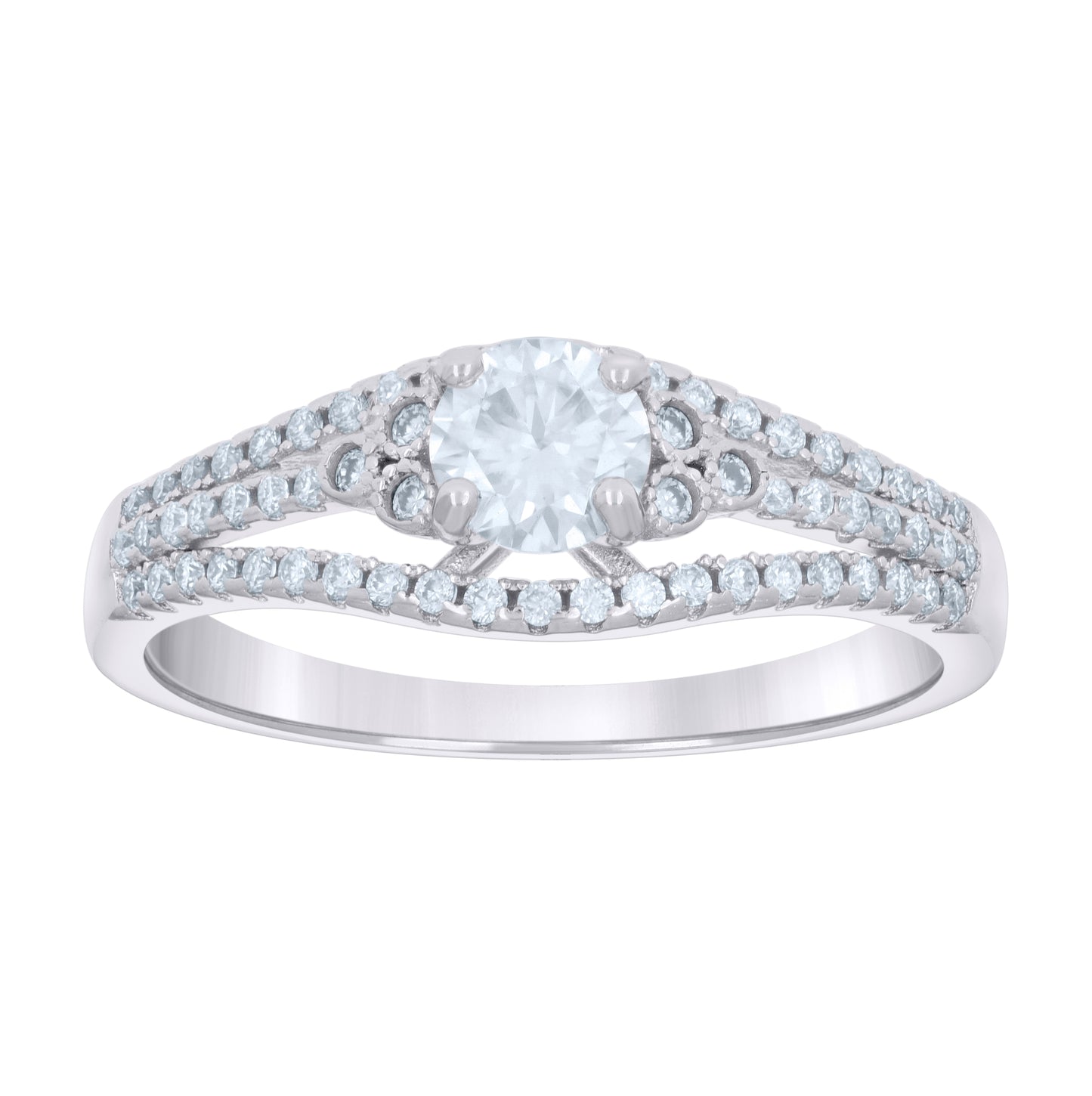 Sterling Silver Womens Cubic-Zirconia Fashion Bridal Anniversary Engagement Wedding Ring