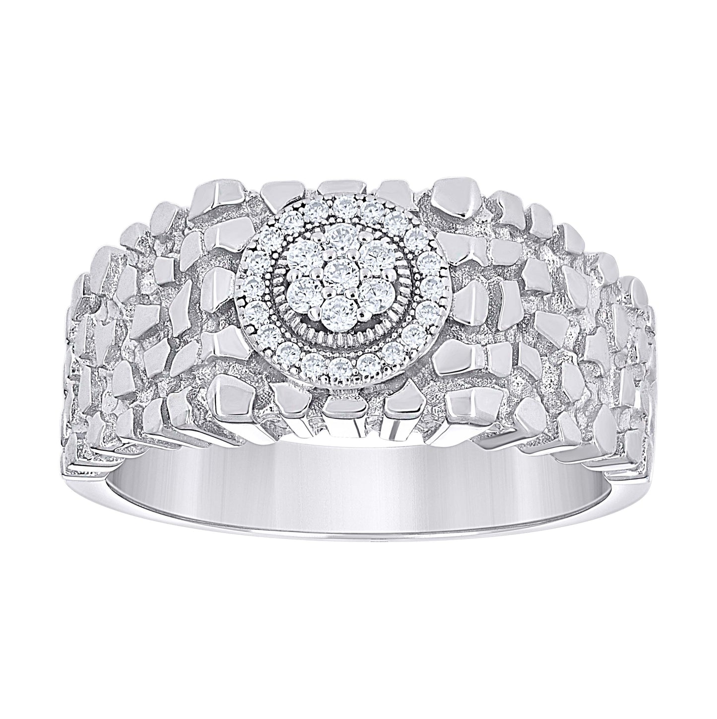 Sterling Silver Mens Cubic-Zirconia Nugget Fashion Bridal Anniversary Wedding Engagement Band Ring S8-S11