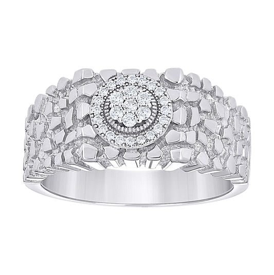 Sterling Silver Mens Cubic-Zirconia Nugget Fashion Bridal Anniversary Wedding Engagement Band Ring S8-S11