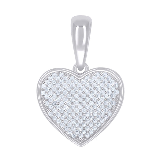 Sterling Silver Womens Cubic-Zirconia Heart Charm Pendant