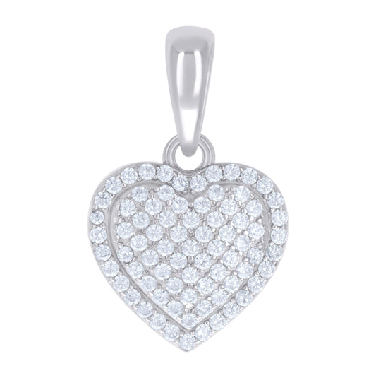 Sterling Silver Womens Cubic-Zirconia Heart Charm Pendant