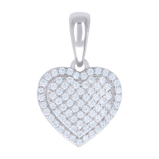 Sterling Silver Womens Cubic-Zirconia Heart Charm Pendant