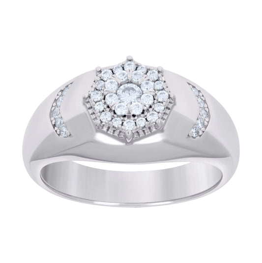 Sterling Silver Men's Cubic-Zirconia Fashion Bridal Anniversary Wedding Engagement Band Ring