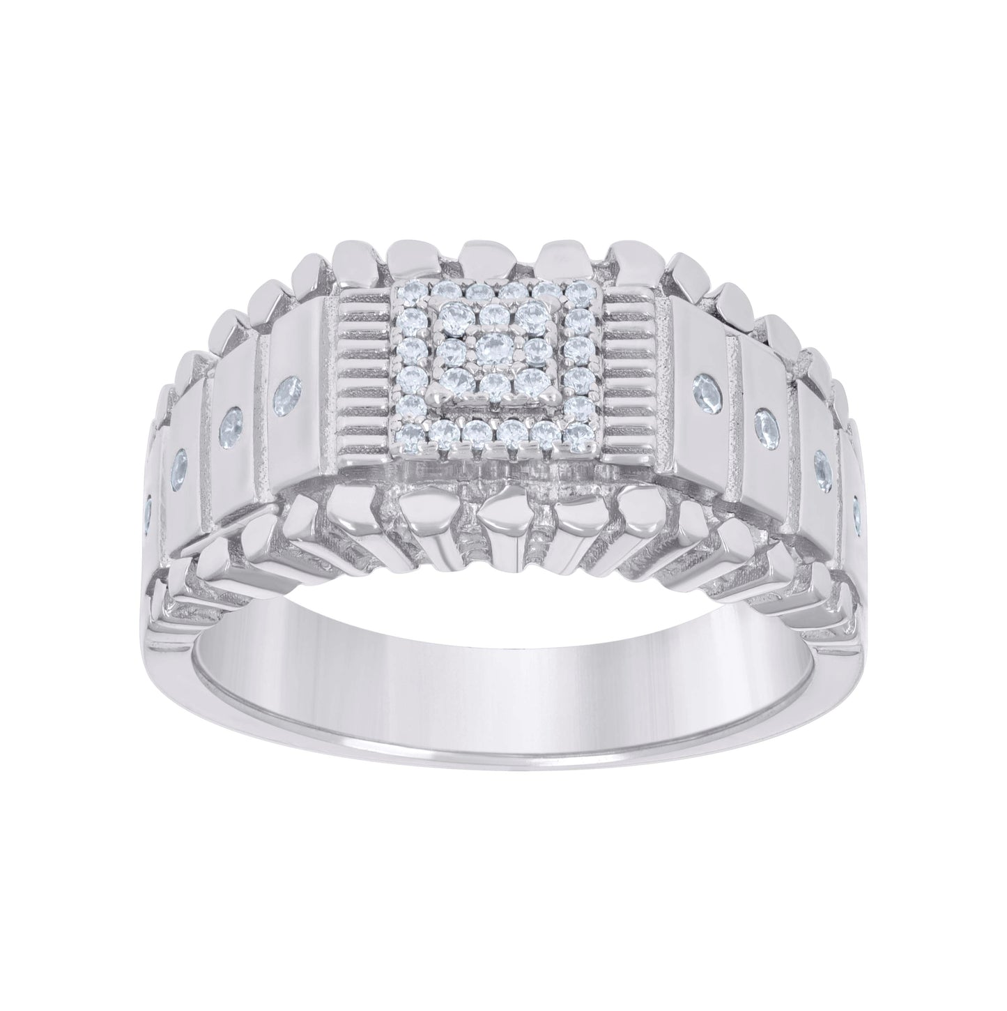 Sterling Silver Men's Cubic-Zirconia Fashion Bridal Anniversary Wedding Engagement Band Ring
