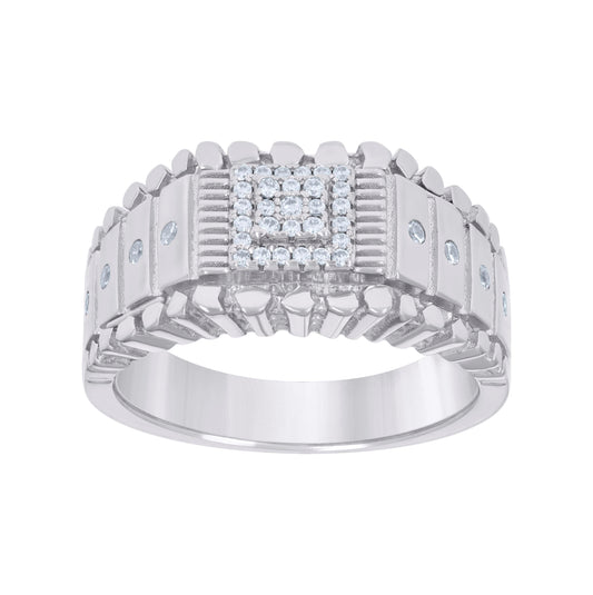 Sterling Silver Men's Cubic-Zirconia Fashion Bridal Anniversary Wedding Engagement Band Ring