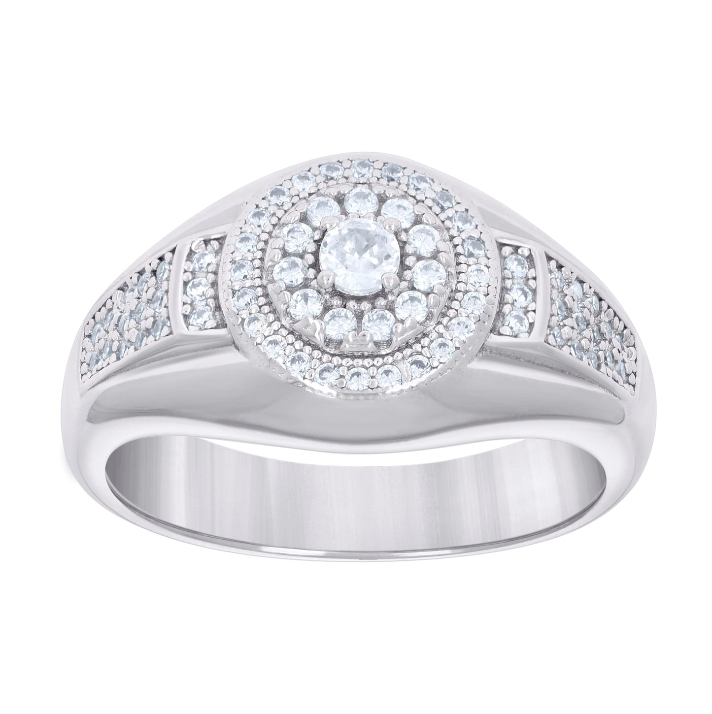 Sterling Silver Men's Cubic-Zirconia Fashion Bridal Anniversary Wedding Engagement Band Ring