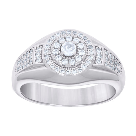 Sterling Silver Men's Cubic-Zirconia Fashion Bridal Anniversary Wedding Engagement Band Ring