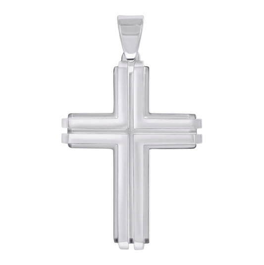 Stainless Steel Or Black-Tone Or Yellow-tone Mens Cross Religious Charm Pendant