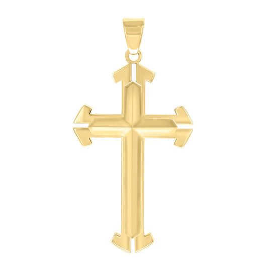 Stainless Steel Yellow-tone Mens Cross Religious Charm Pendant