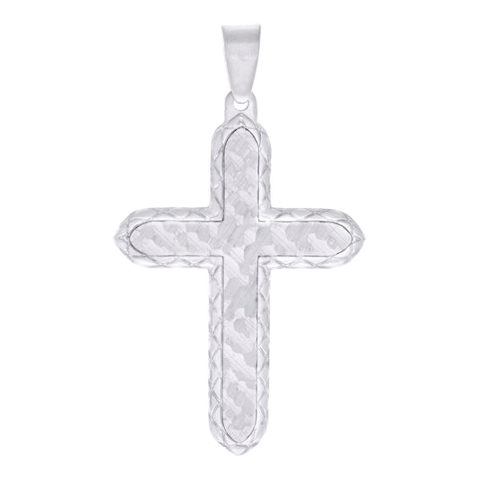 Stainless Steel Or Black-Tone Or Yellow-tone Mens Faceted Cross Religious Charm Pendant
