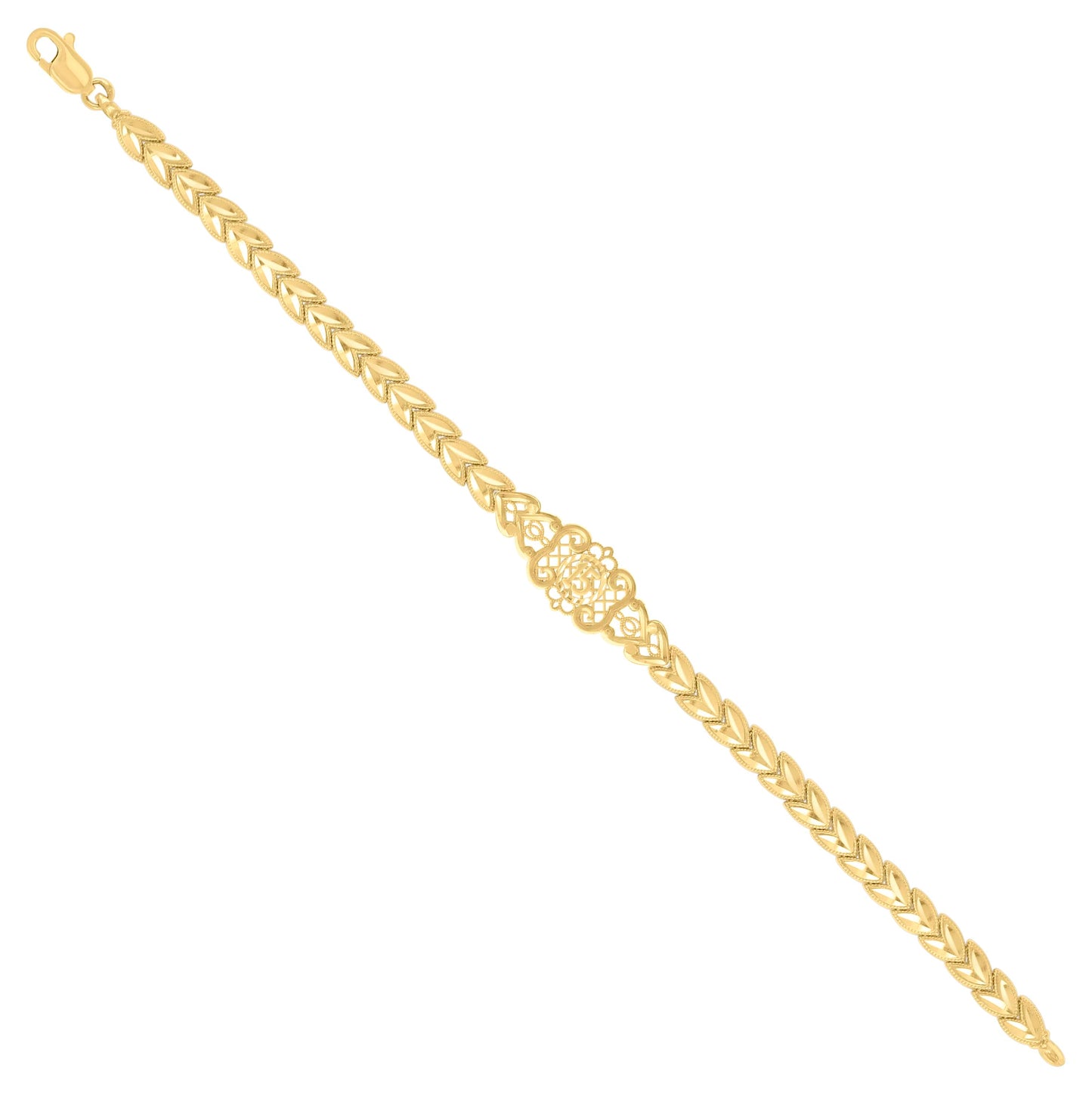 10K Yellow Gold Womens 15 Anos Quinceanera Charm Bracelet
