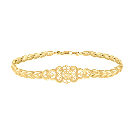 10K Yellow Gold Womens 15 Anos Quinceanera Charm Bracelet