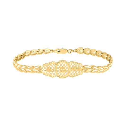 10K Yellow Gold Womens Mis 15 Anos Quinceanera Charm Bracelet