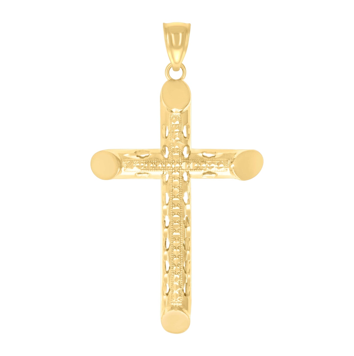 10K Yellow Gold Mens Cross Religious Charm Pendant