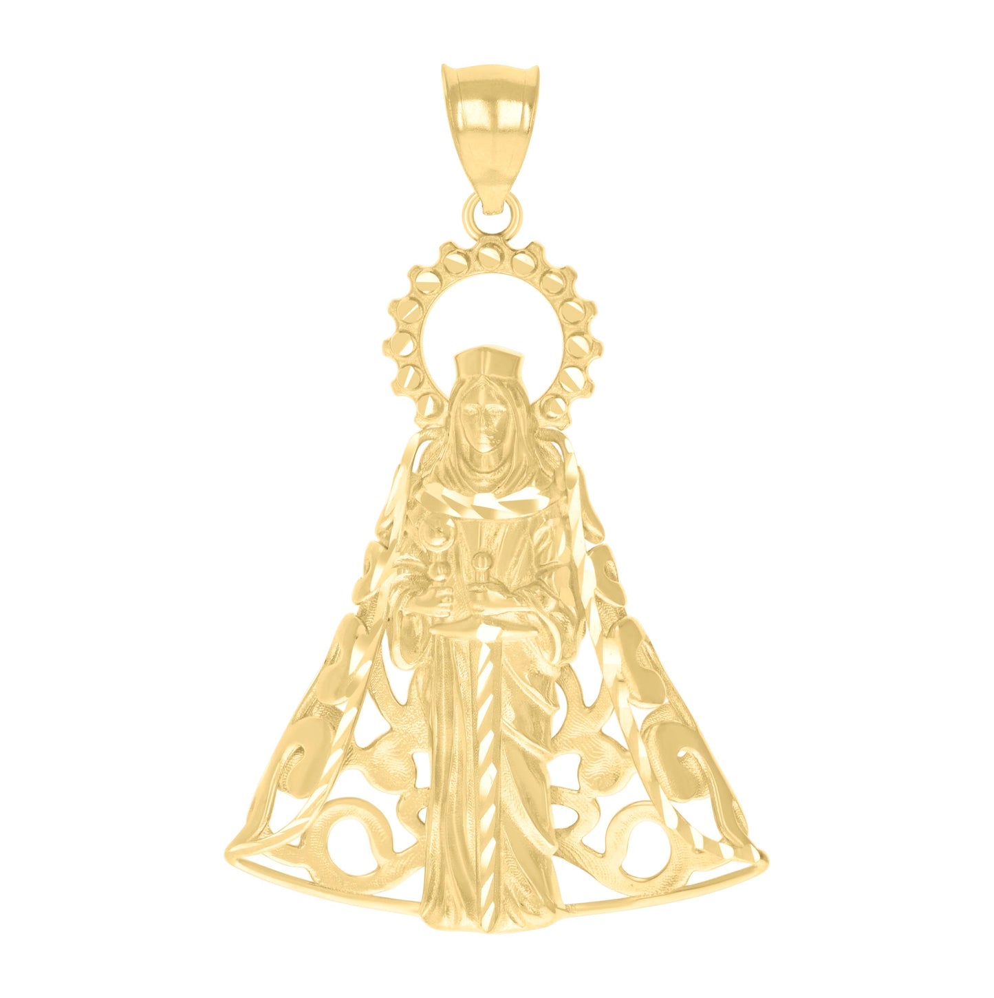 10K Yellow Gold Mens St. Barbara Religious Charm Pendant