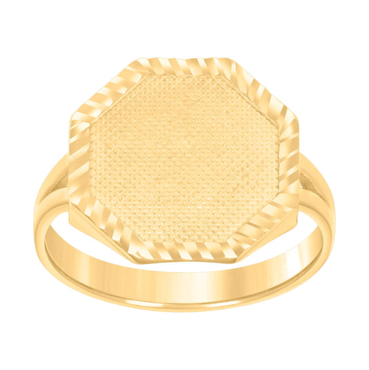 10K Yellow Gold Womens Octagon Head Fashion Ring