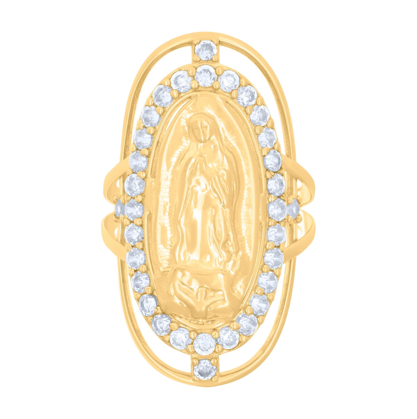 10K Yellow Gold Womens Cubic-Zirconia Guadalupe Religious Bridal Anniversary Engagement Wedding Ring