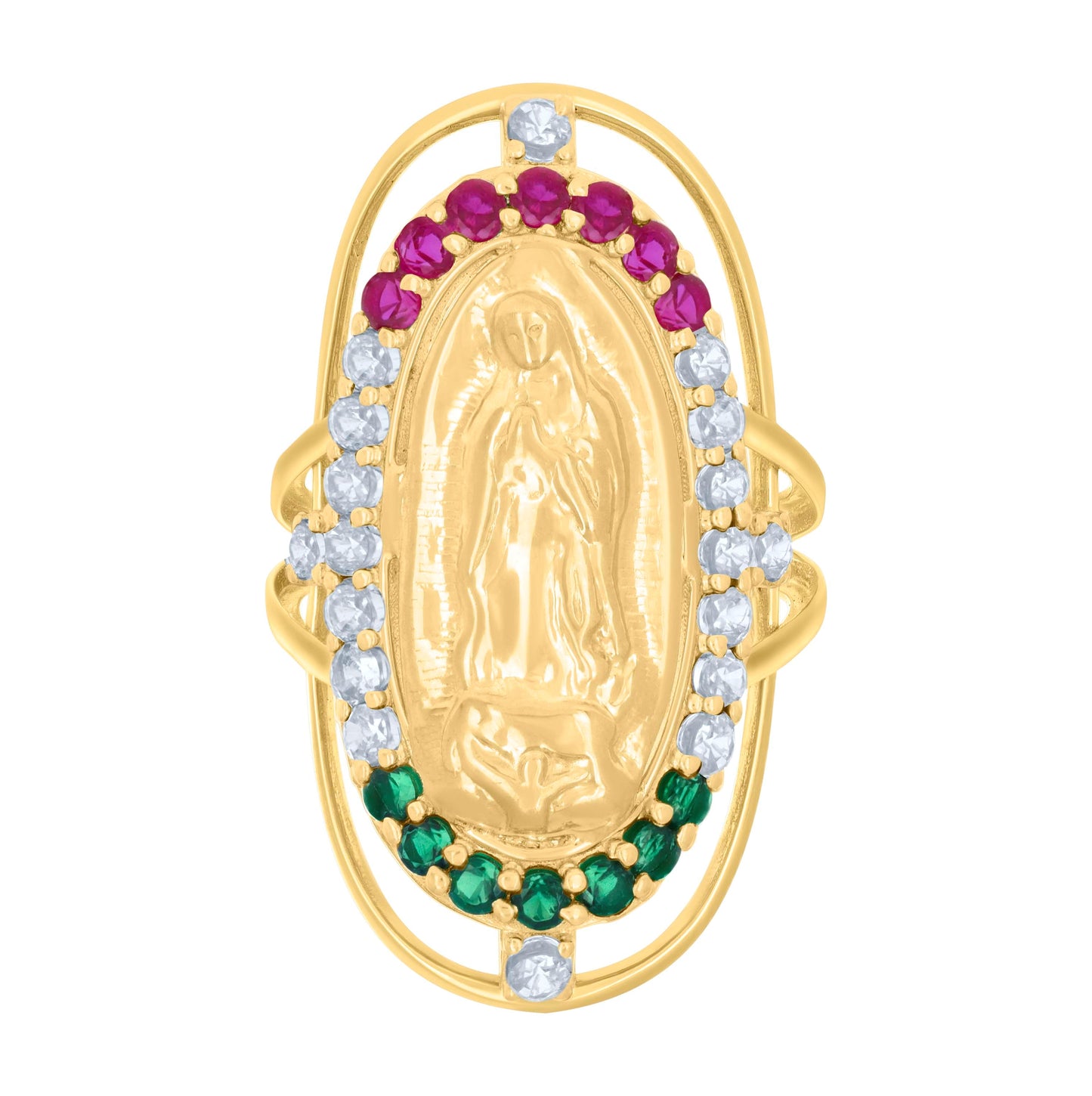 10K Yellow Gold Womens Cubic-Zirconia Guadalupe Religious Bridal Anniversary Engagement Wedding Ring