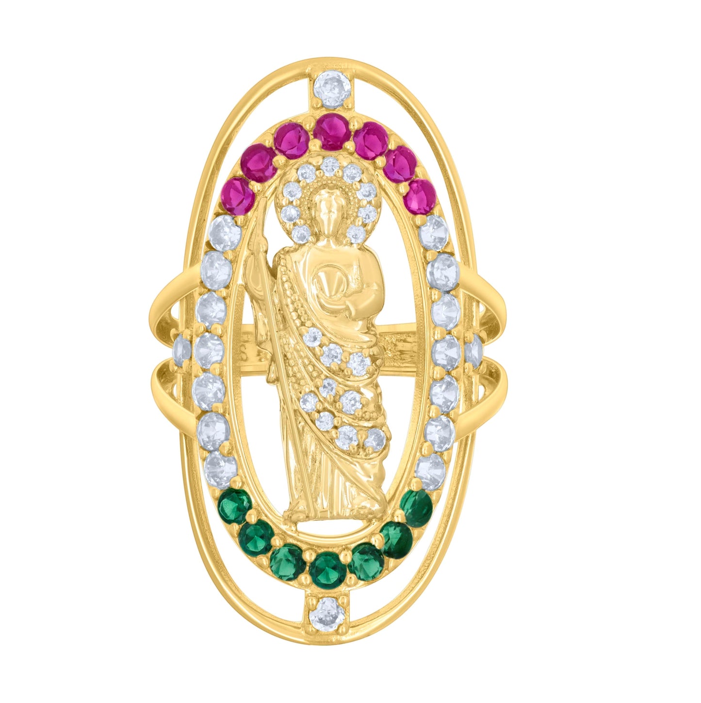 10K Yellow Gold Womens Cubic-Zirconia St. Jude Religious Bridal Anniversary Engagement Wedding Ring